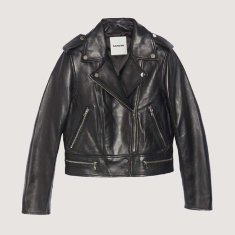 Sandro Paris - Black Leather Jacket - Size 2 - WORN TWICE